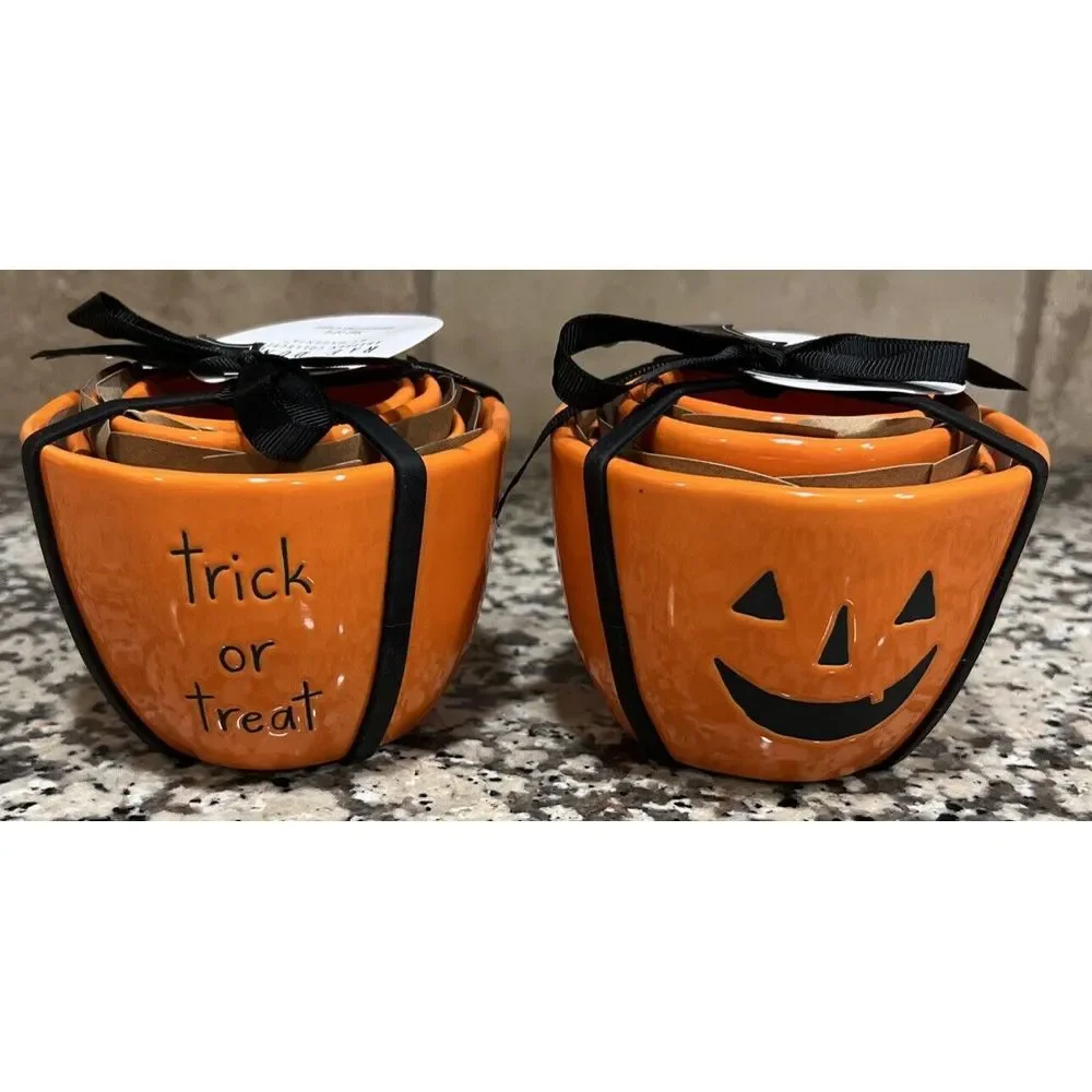 Rae Dunn Halloween Pumpkin Trick Or Treat Nesting Measuring‎ Cups New 2024
